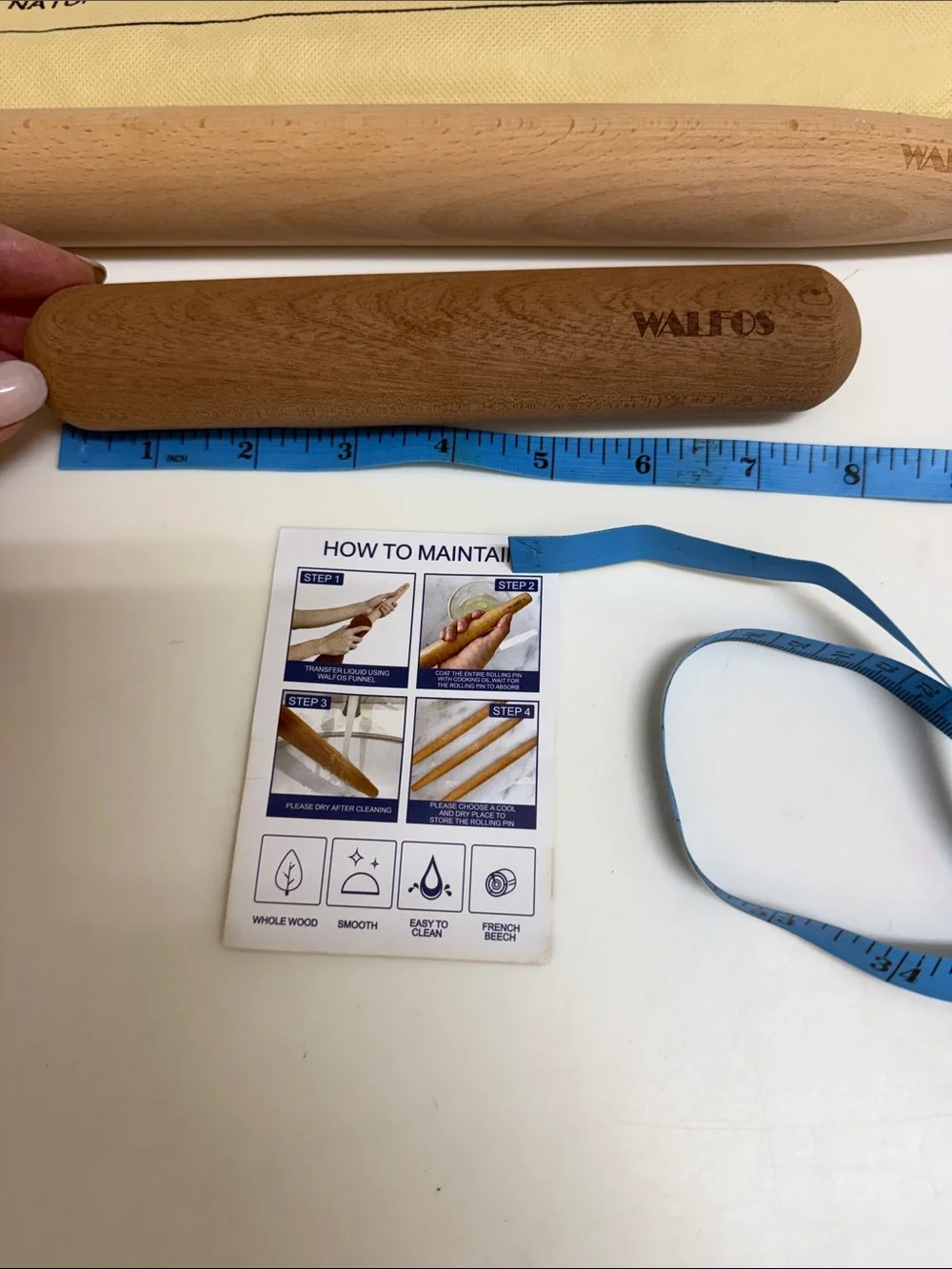 Walfos Natural Wood Rolling Pin Set in Brown